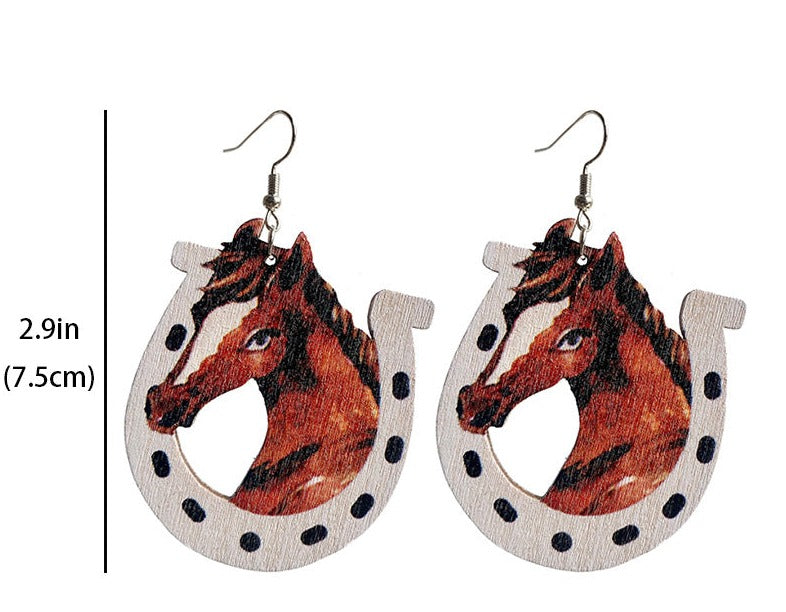 Cowgirl Western Wood Hook Earrings