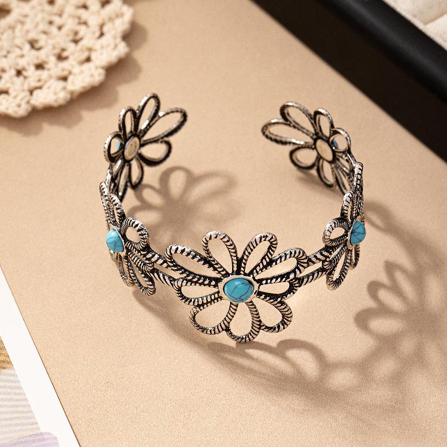 Turquoise Floral Cuff Bracelet