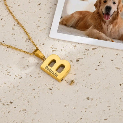 Initial Letter Urn Necklace with Engraved Name
