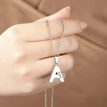 Initial Letter Urn Necklace with Engraved Name