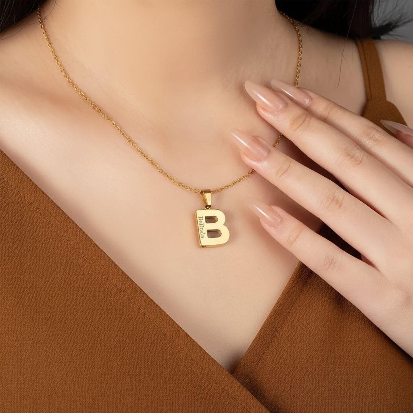 Initial Letter Urn Necklace with Engraved Name