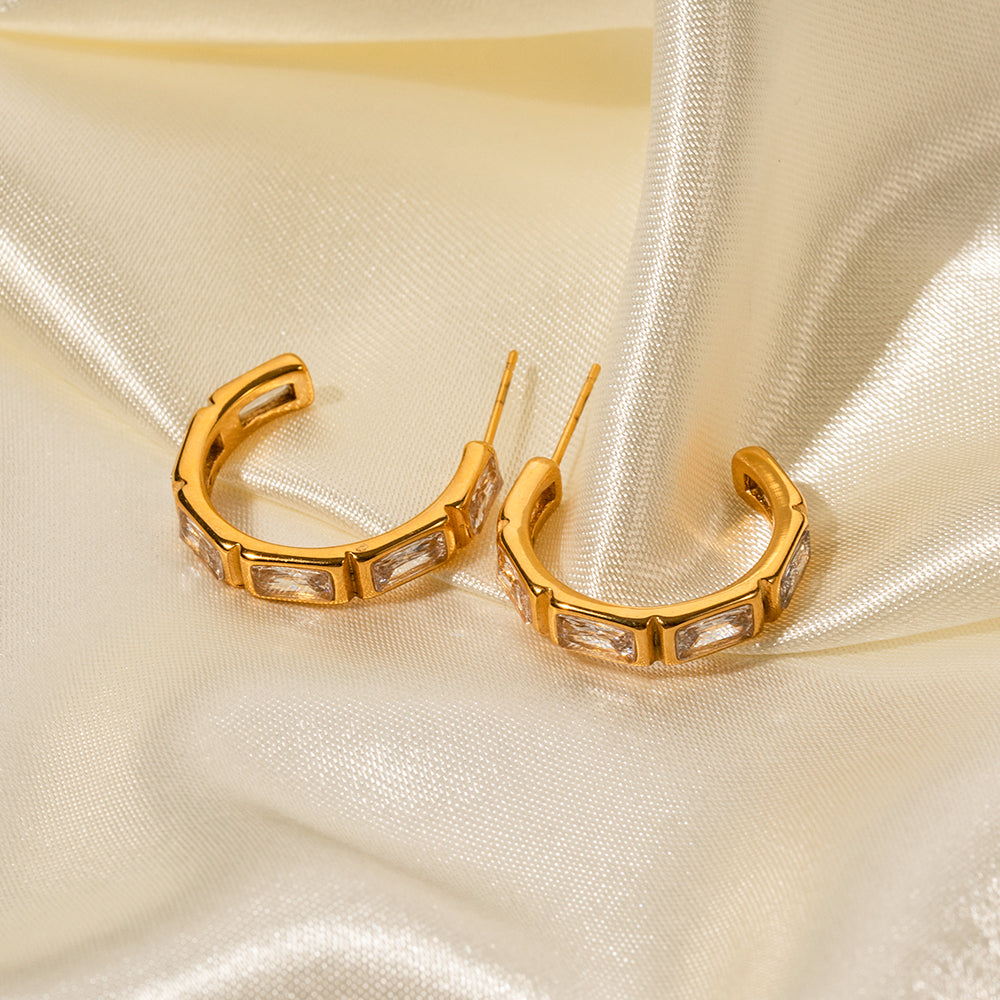 Vintage Zircon Hoop Earrings