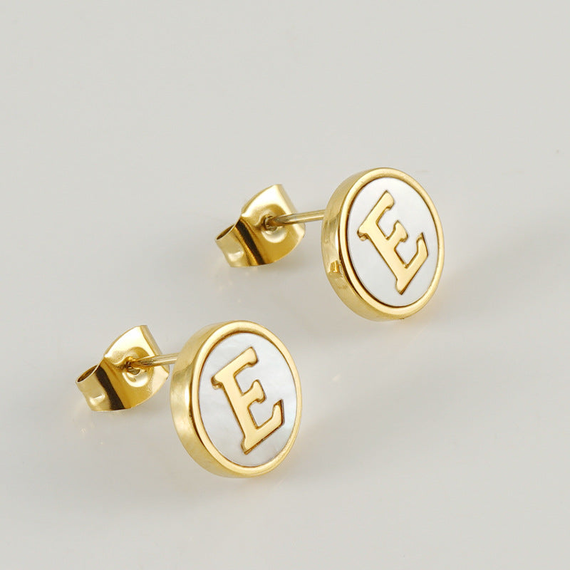 Custom Shell Letter Stud Earrings