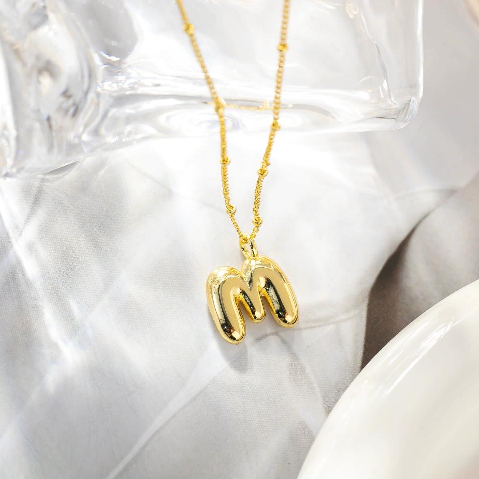 Custom Balloon Initial Pendant Necklace