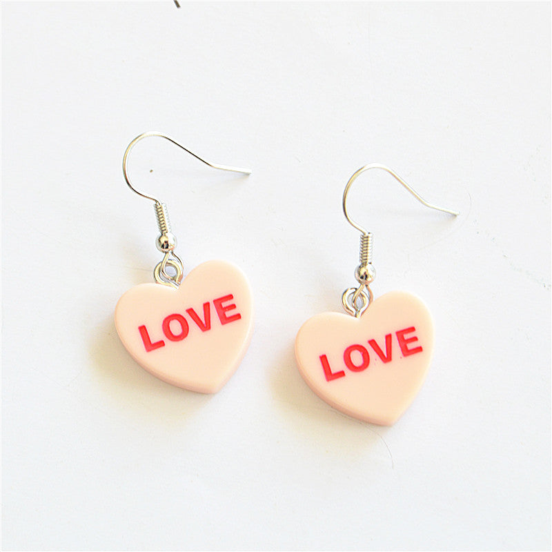 Cute Heart Resin Drop Earrings