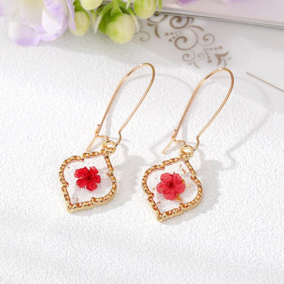 Real Flowers Resin Drop Earrings