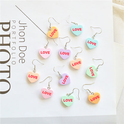 Cute Heart Resin Drop Earrings