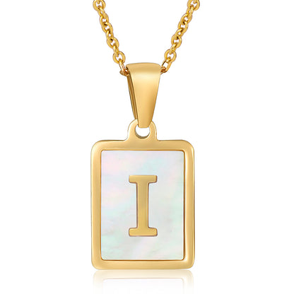 Vintage Initial Shell Pendant Necklace