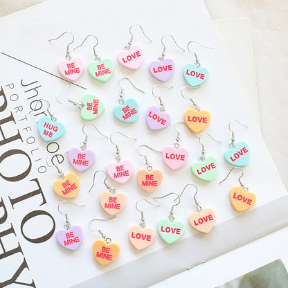 Cute Heart Resin Drop Earrings