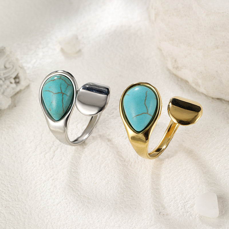 Boho Simple Turquoise Open Ring