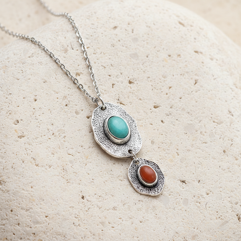 Handmade Boho Gemstone Pendant Necklace