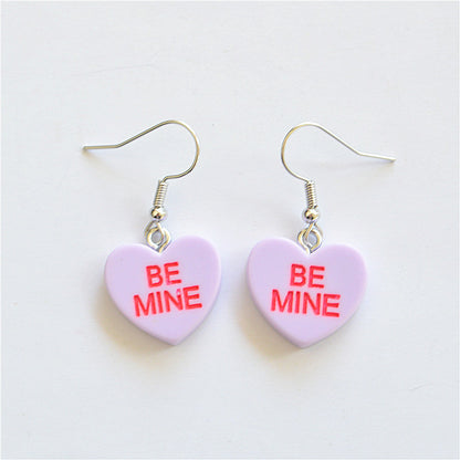 Cute Heart Resin Drop Earrings