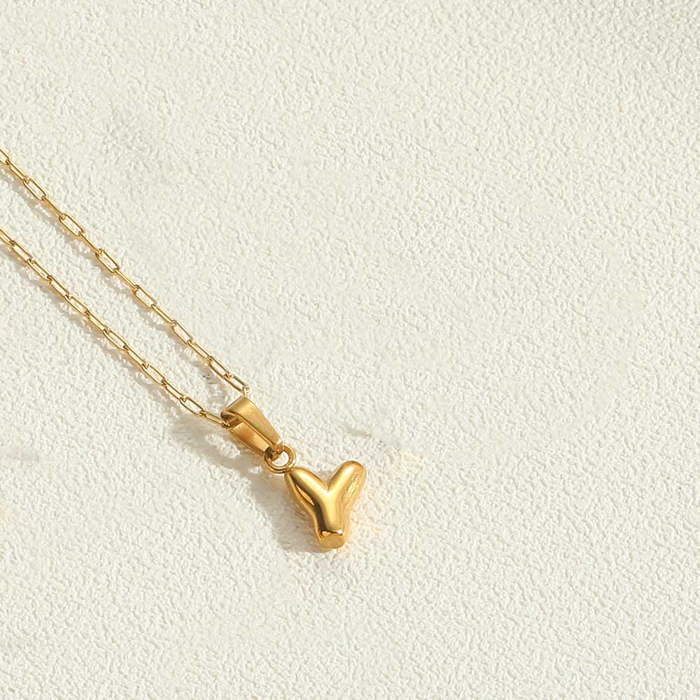 Minimalist Balloon Letter Pendant Necklace