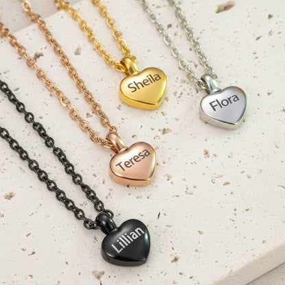 Engraved Heart Name Urn Necklace