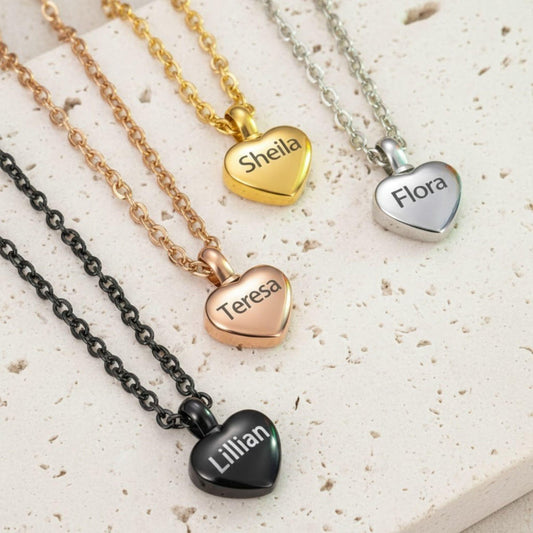 Engraved Heart Name Urn Necklace