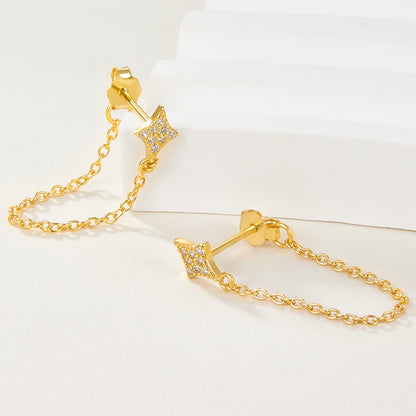 Dainty Star Chain Stud Earrings