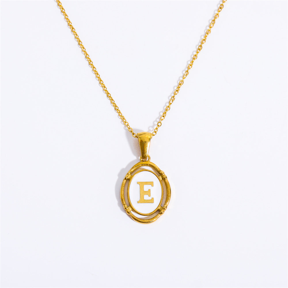 Vintage Initial Oval Pendant Necklace