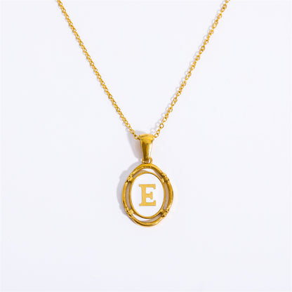 Vintage Initial Oval Pendant Necklace