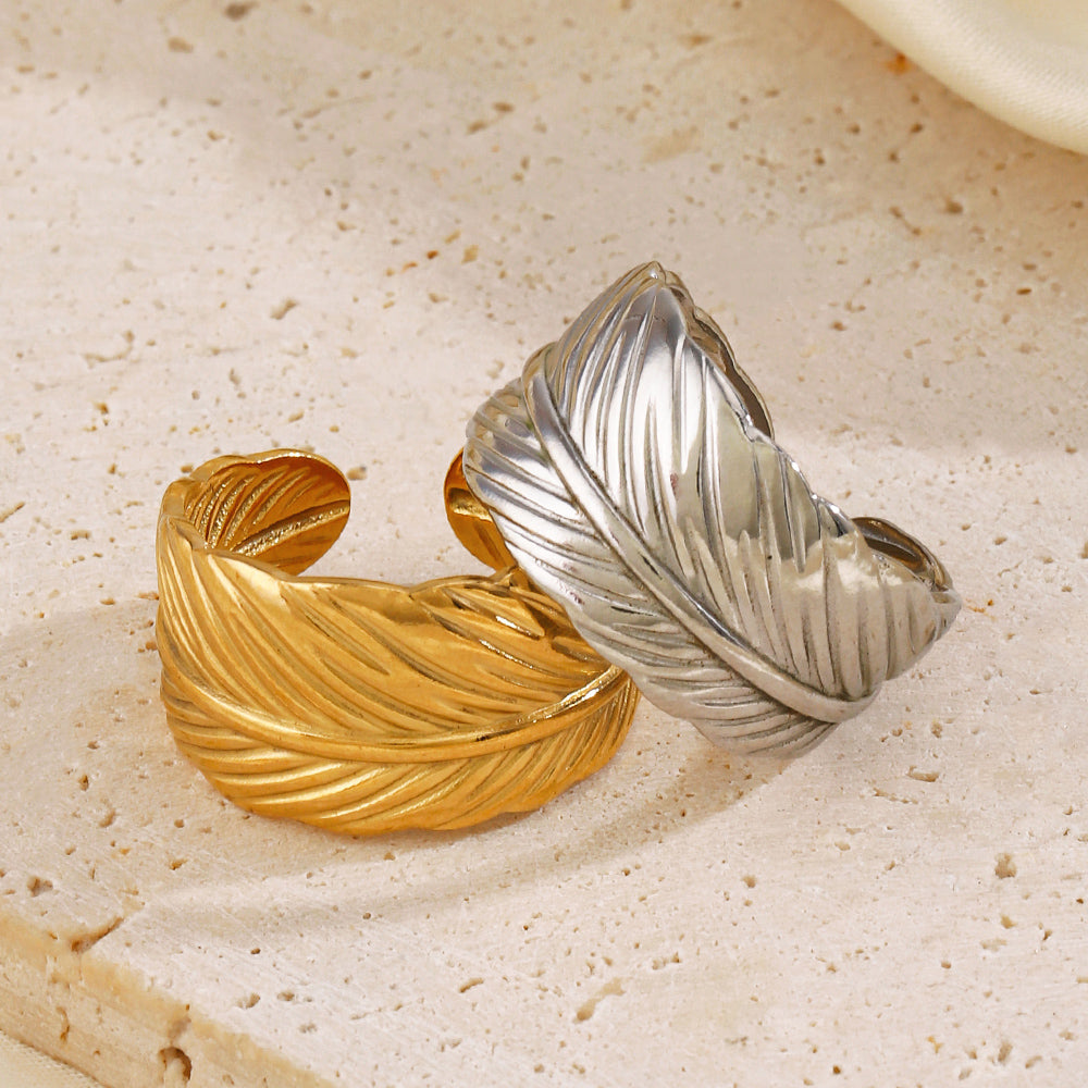 Feather Statement Open Ring