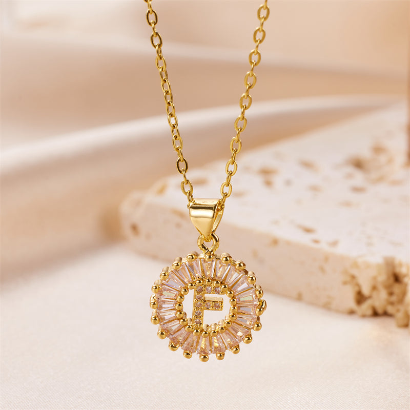 Crystal Initial Pendant Necklace