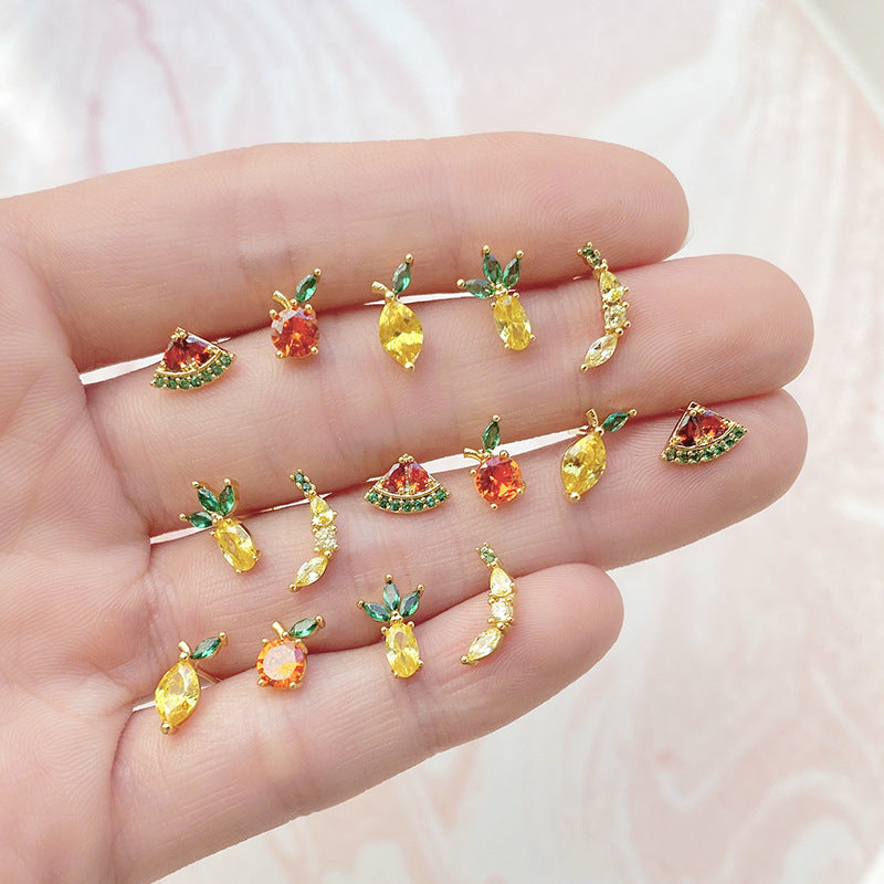 Minimalist Tropical Fruit Crystal Studs