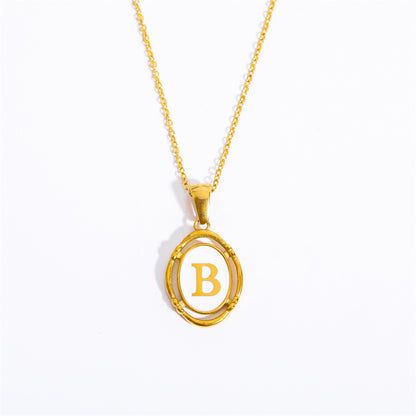 Vintage Initial Oval Pendant Necklace