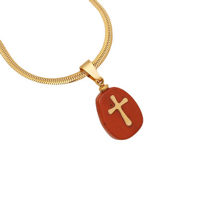 Gemstone Cross Pendant Necklace