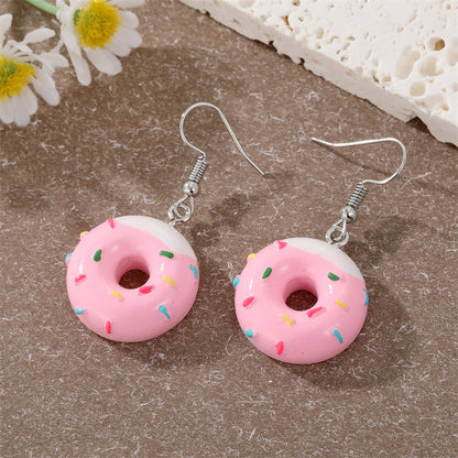 Cute Donut Art Resin Dangle Earrings