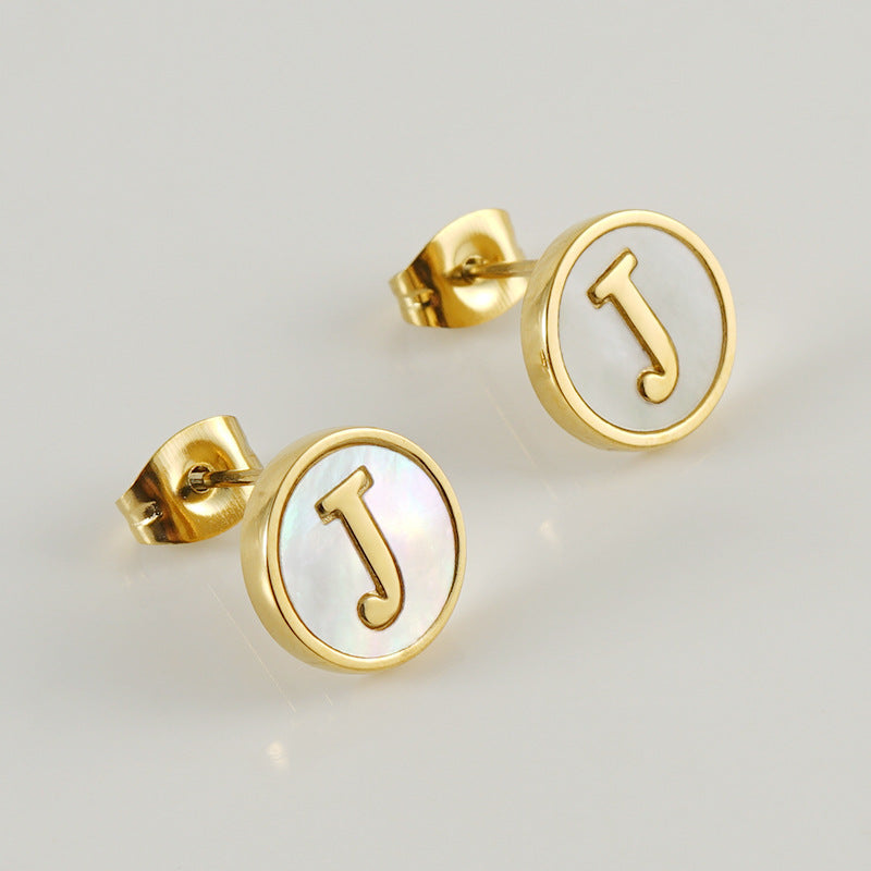 Custom Shell Letter Stud Earrings