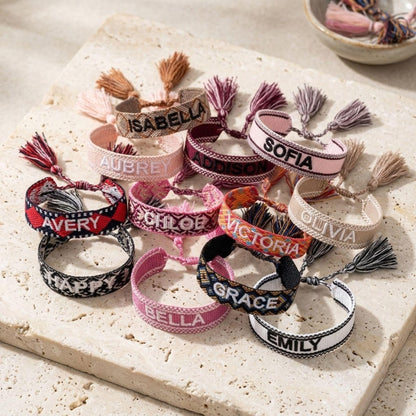 Custom Embroidered Woven Friendship Bracelet
