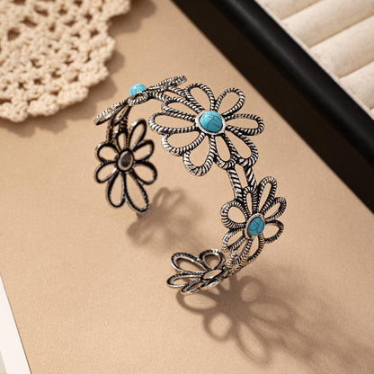 Turquoise Floral Cuff Bracelet