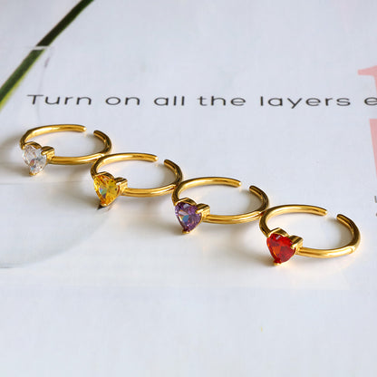 Heart Zircon 18k Gold Plated Open Ring