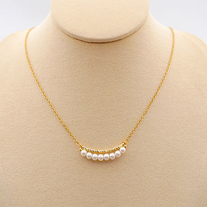 Dainty Beaded Pearl Bar Necklace