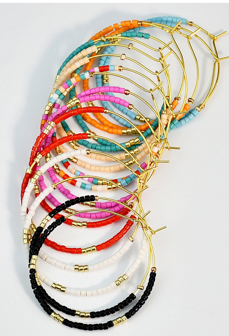 Rainbow Beaded Hoop Earrings