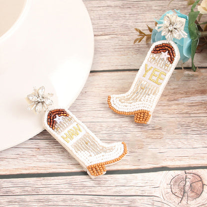 Cowgirl Beaded Dangle Earrings