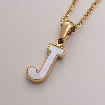 Bold Initial Shell Pendant Necklace