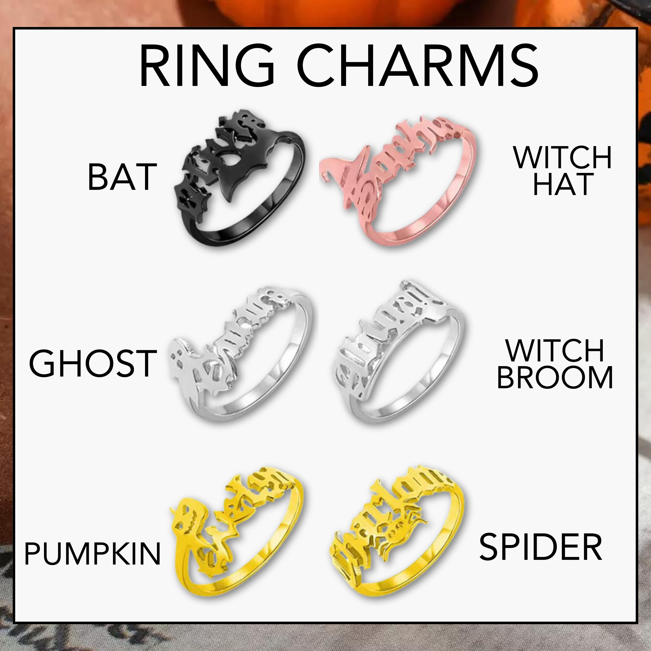 Personalized Gothic Halloween Name Ring