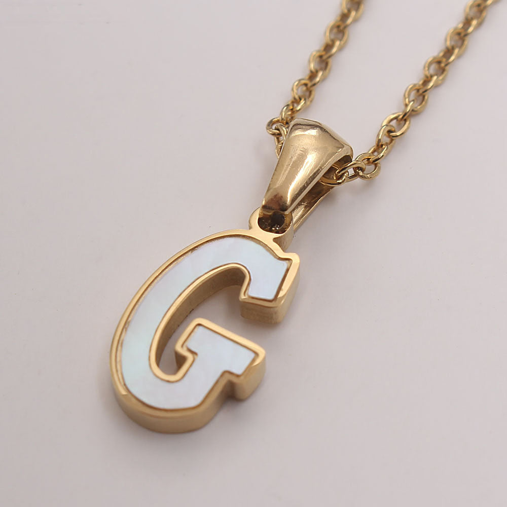 Bold Initial Shell Pendant Necklace