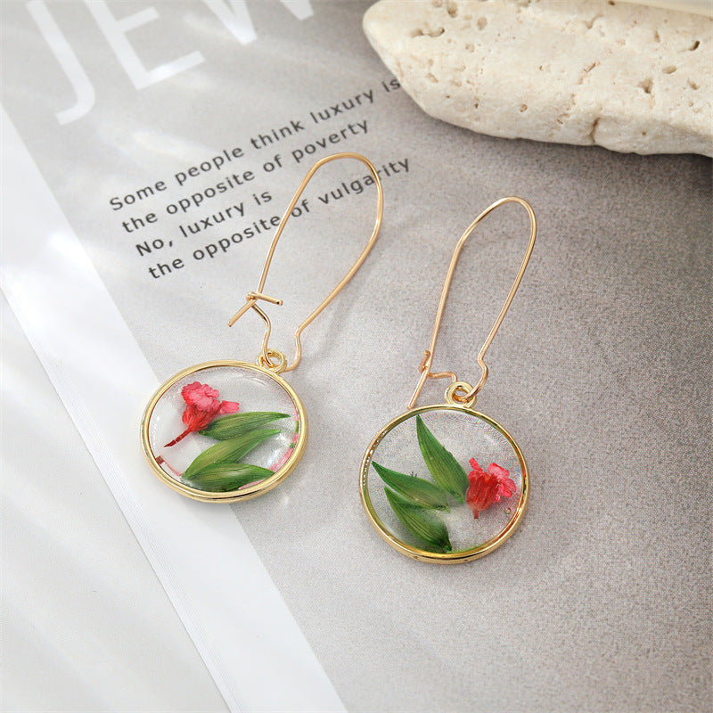 Pressed Flowers Resin Drop Earrings