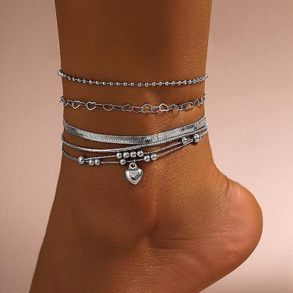 Boho Silver Anklets SET