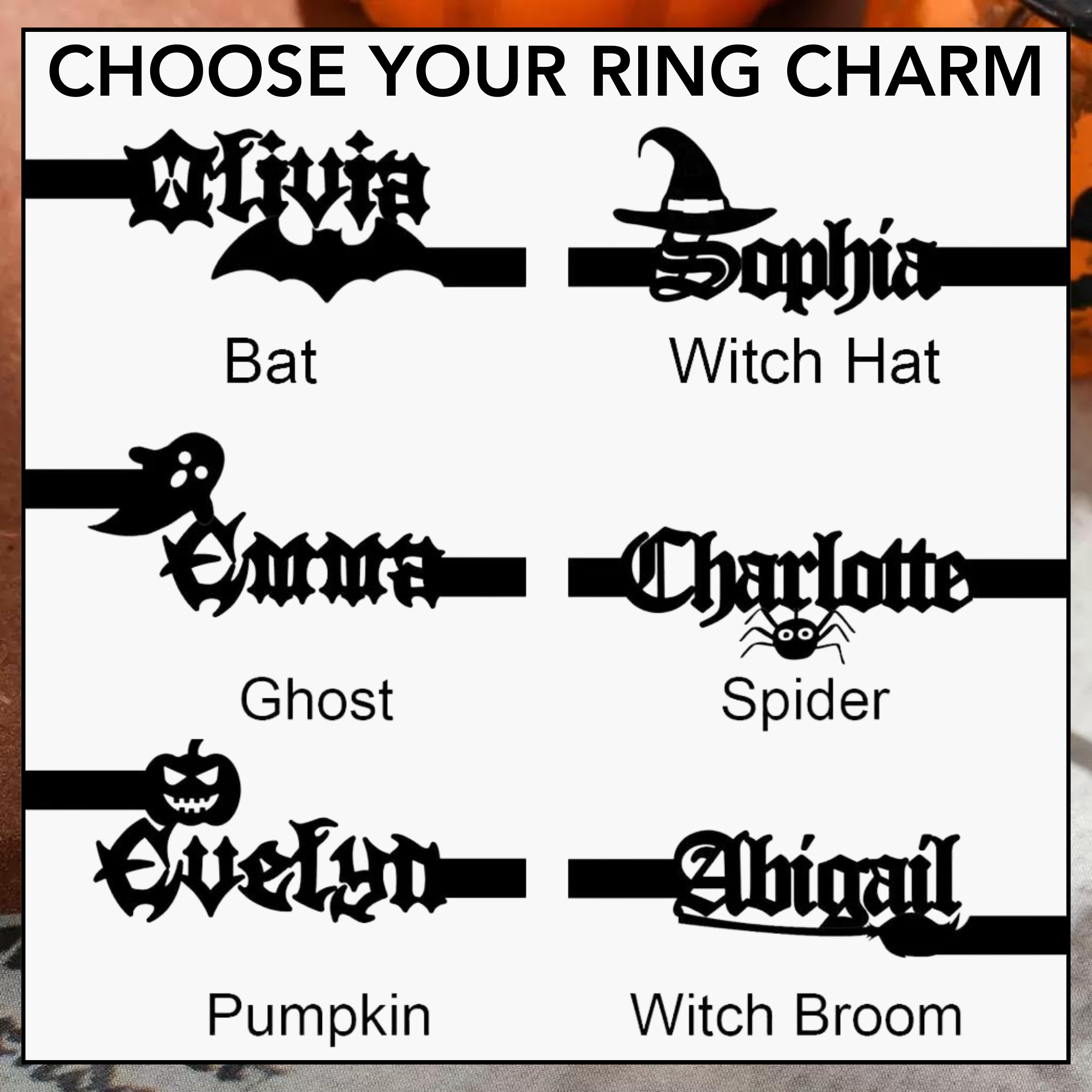 Personalized Gothic Halloween Name Ring