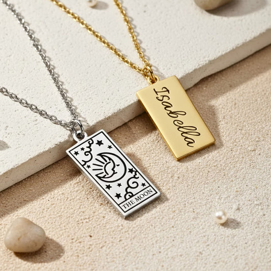 Custom Engraved Tarot Card Necklace