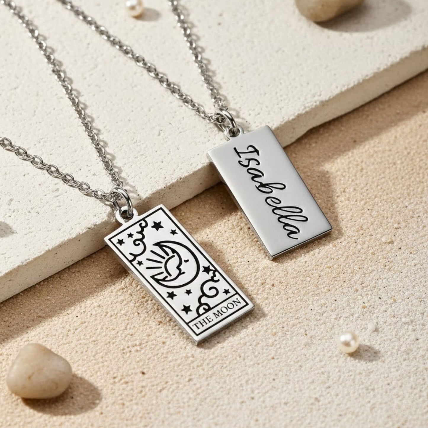Custom Engraved Tarot Card Necklace