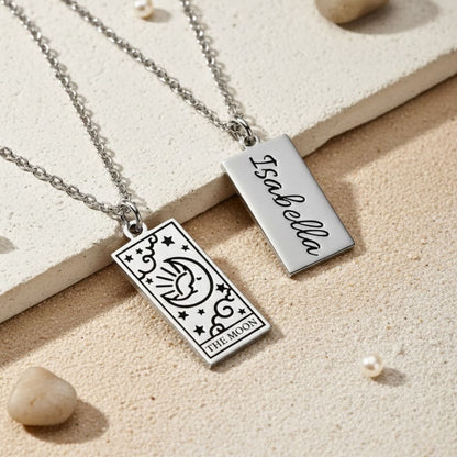 Custom Engraved Tarot Card Necklace