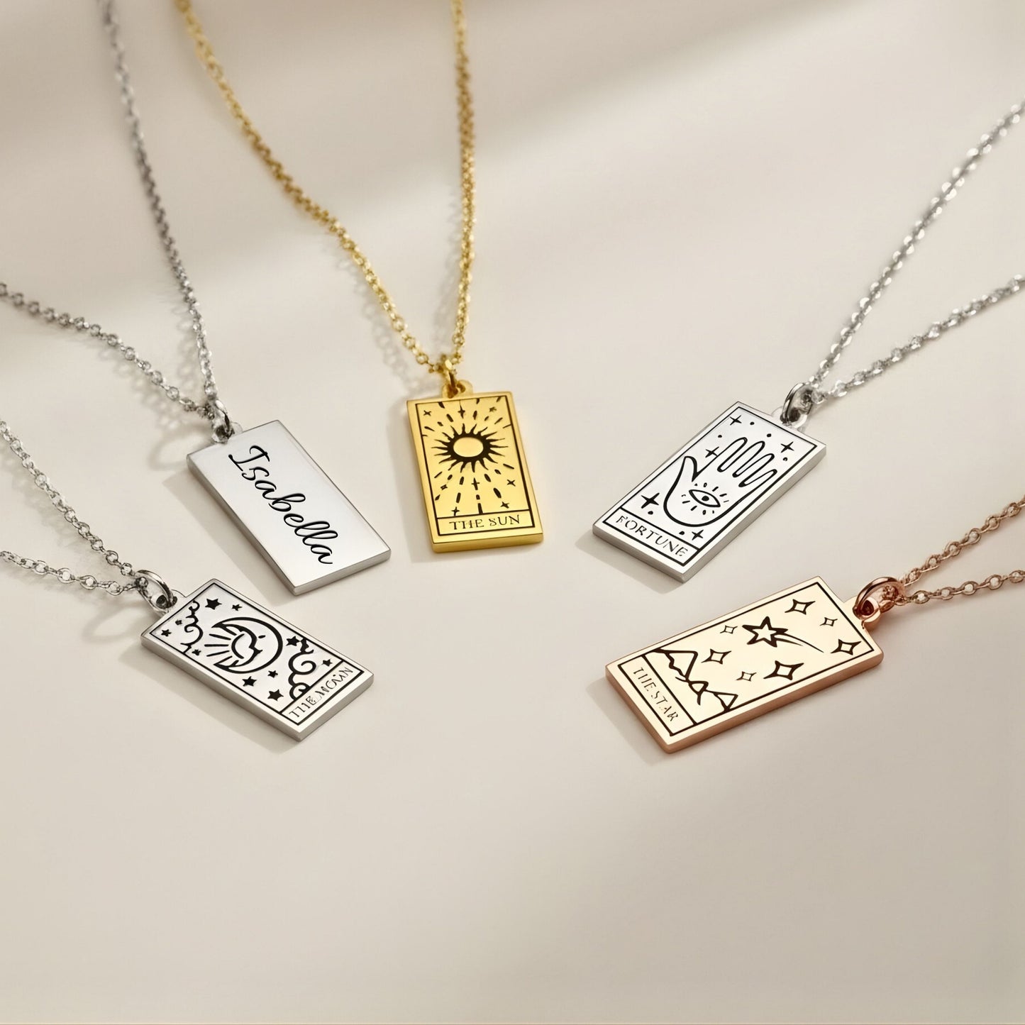 Custom Engraved Tarot Card Necklace