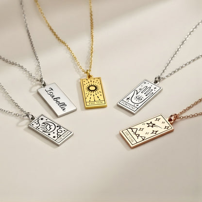 Custom Engraved Tarot Card Necklace
