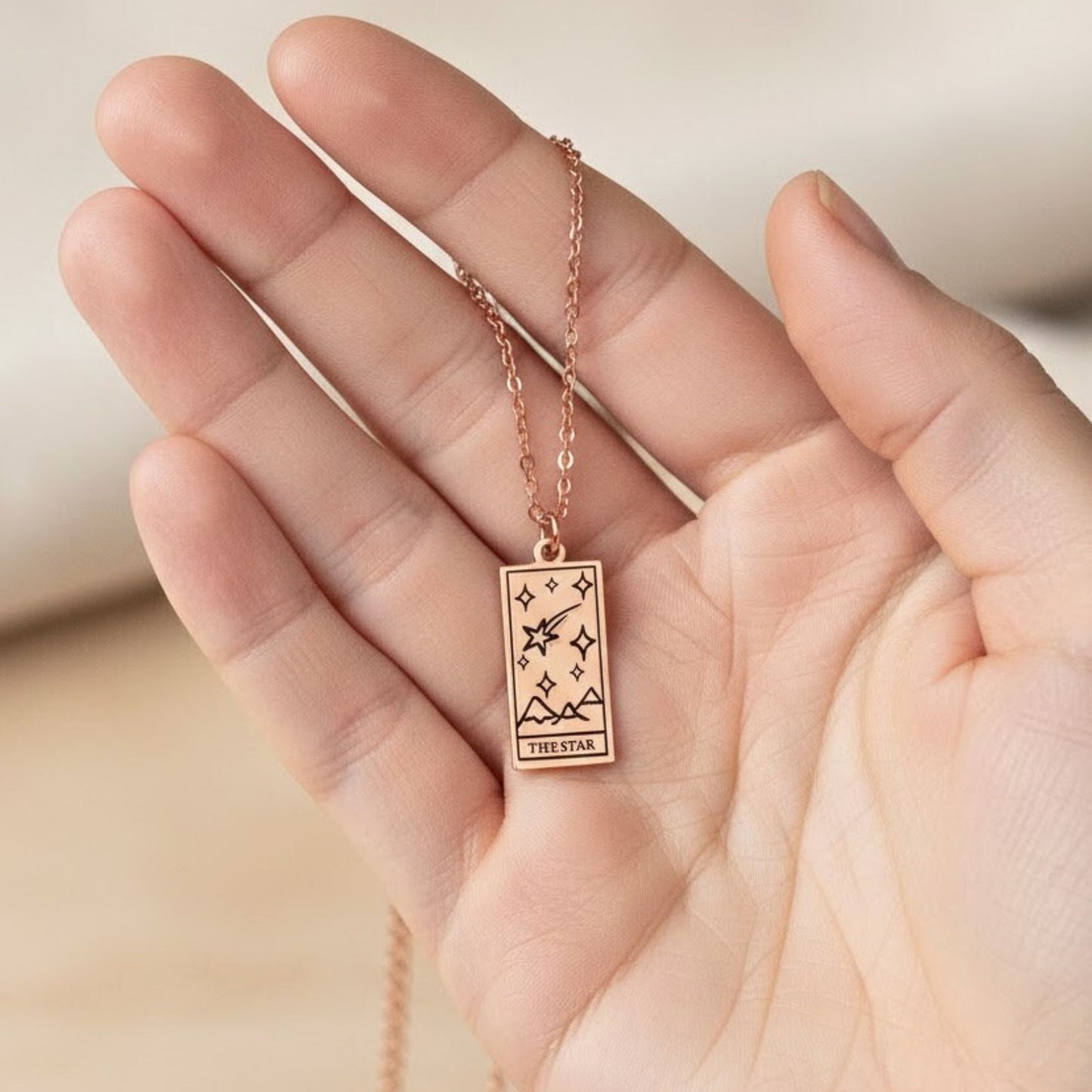 Custom Engraved Tarot Card Necklace