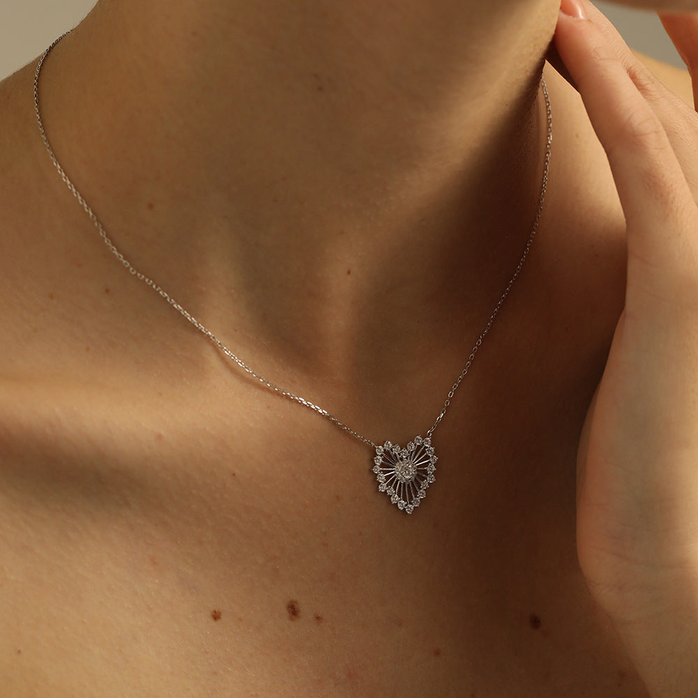 Dainty Crystal Heart Pendant Necklace