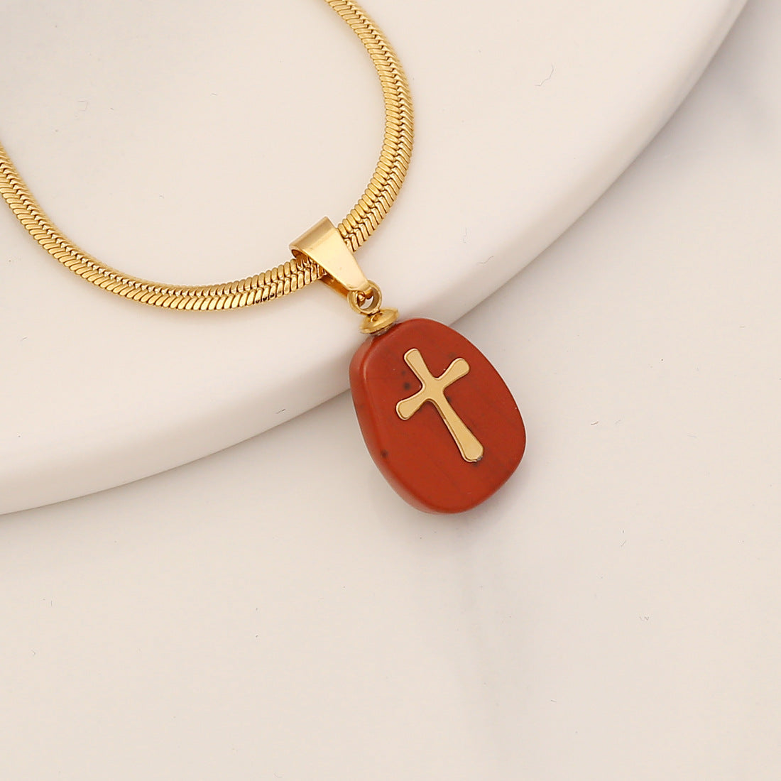 Gemstone Cross Pendant Necklace