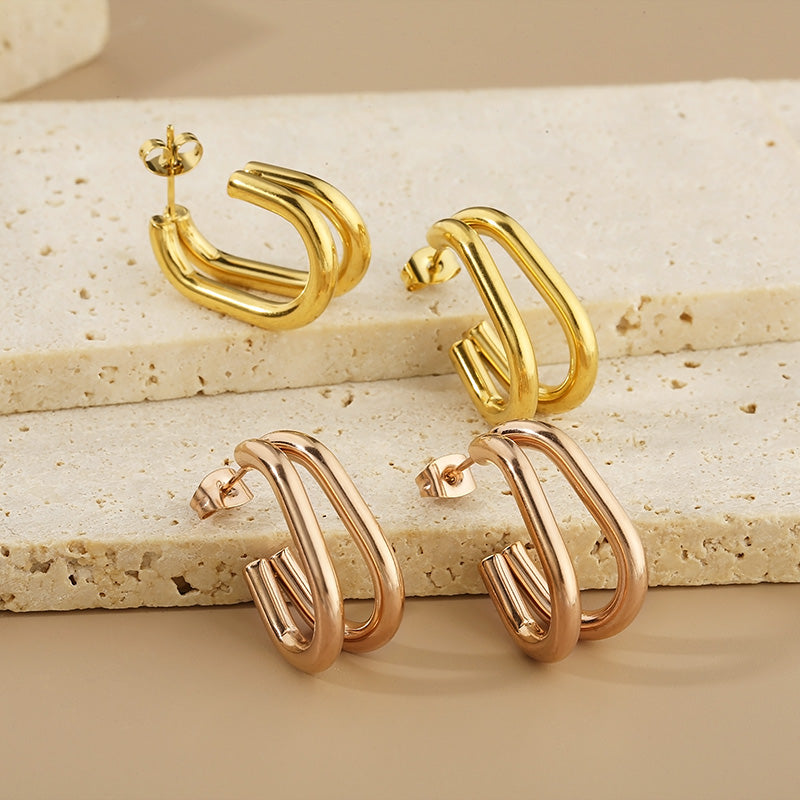 Modern Industrial Hoop Earrings